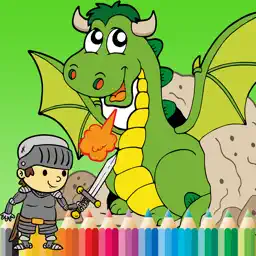 Dragon Paint and Coloring Book: Learning skill best of fun games free for kids app icon