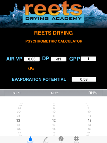 Screenshot #5 pour ReetsDryCalc-iPad - Reets Drying Psychrometric