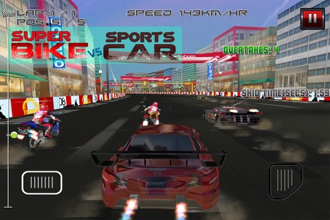 Super Bike Vs Sports Car - 3D Racing Game screenshot 4