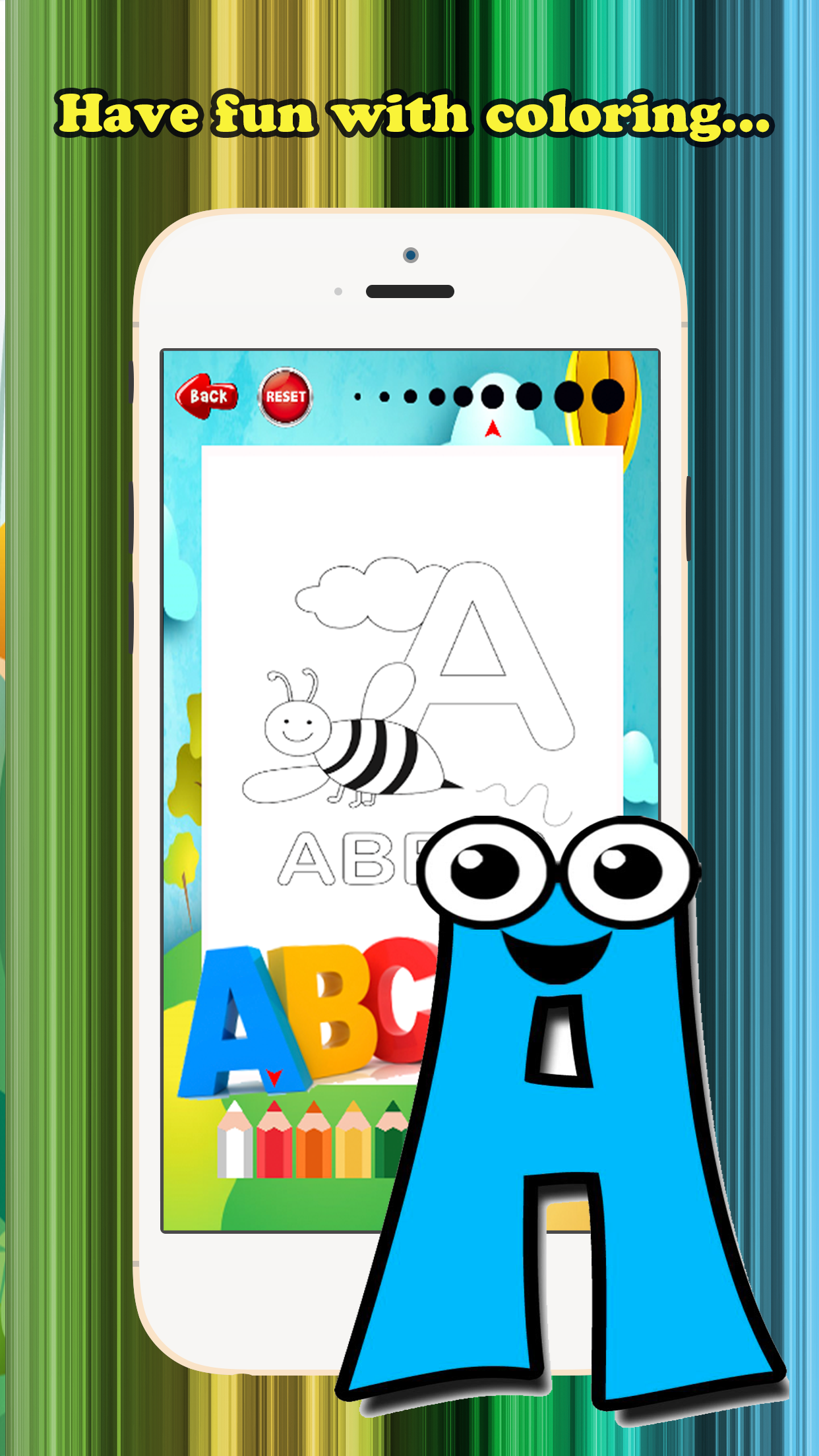 ABC Coloring Book for children age 1-10 (Spanish Alphabet Upper): Drawing & Coloring page games free for learning skill screenshot 3