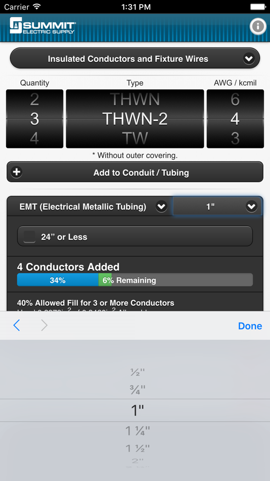 #4. Conduit Fill Tracker (iOS) 由: Summit Electric Supply