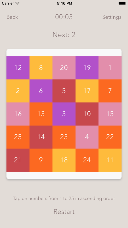 #4. Schulte Table - improve fast reading and attention (iOS) By: Artem Tselikov