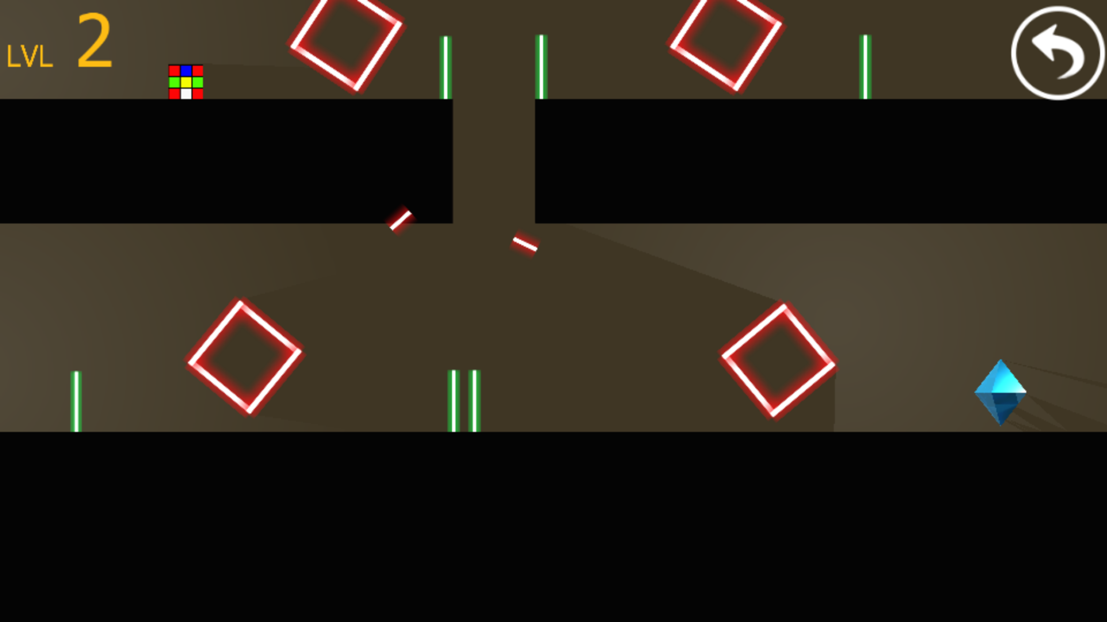 Cube magic runner escape red laser room in dark