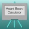 A calculator to work out the cuts required to place an aperture in a mount board for the mounting of photographs