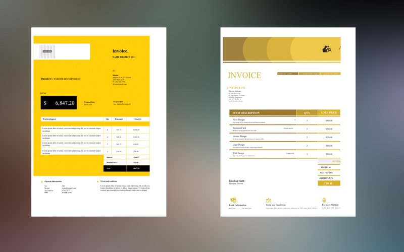 invoice for excel - us letter size iphone screenshot 2