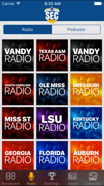 SEC Football Schedules, Scores & Radio