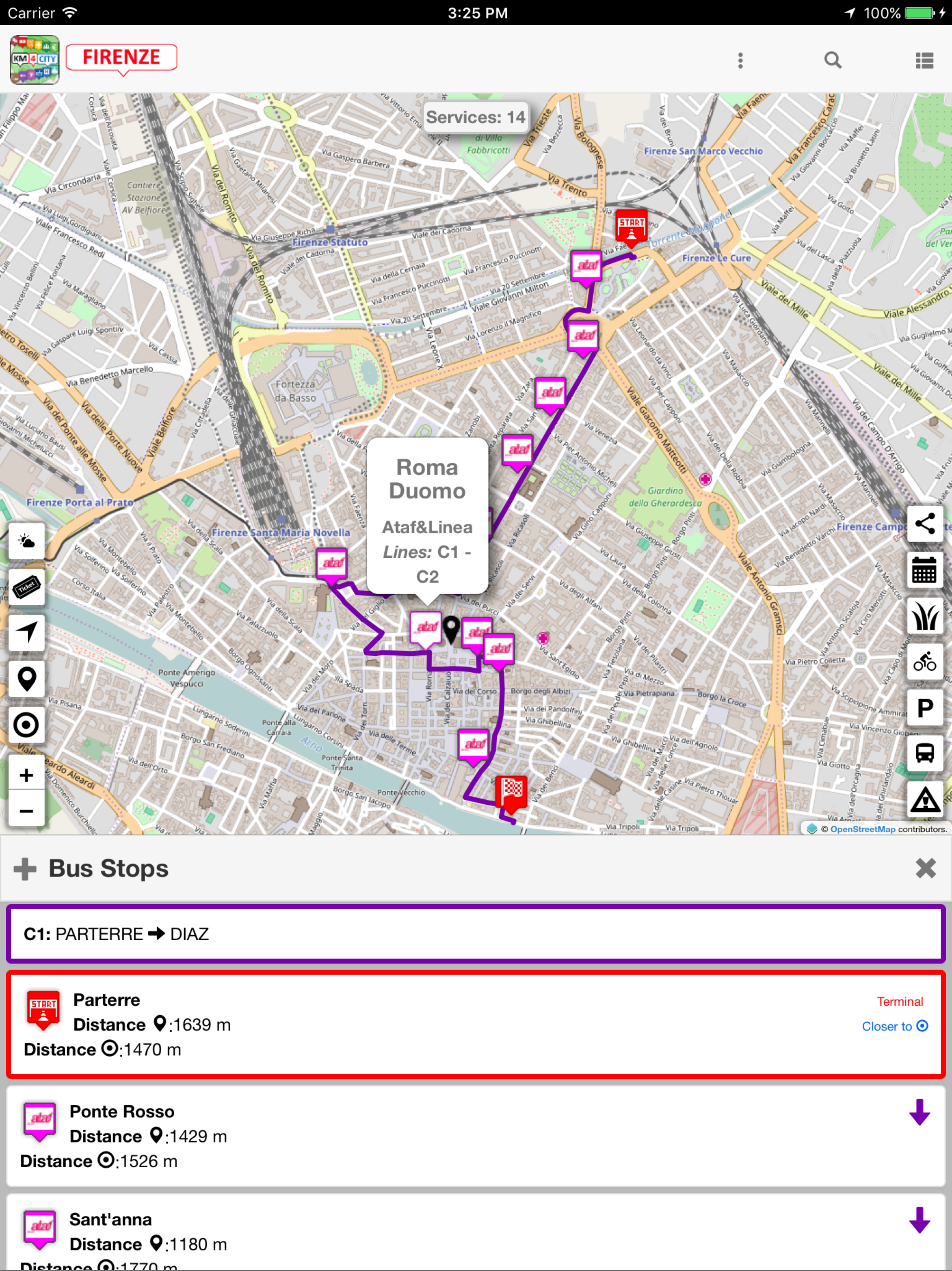 Florence where,what. Km4City screenshot 9
