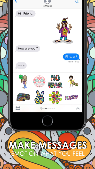 Screenshot #2 pour Hippie Emoji Stickers Keyboard Themes ChatStick