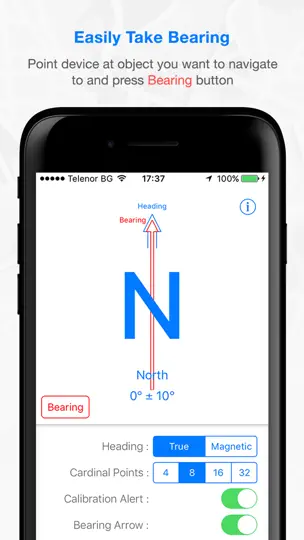 Скриншот Compass Guru - Digital Heading & Bearing на iPhone 5