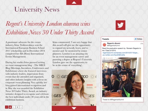 Скриншот из Inner Circle - Regent s University London Alumni Magazine