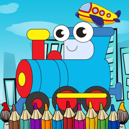 Vehicle coloring book free crayon games for kids icon