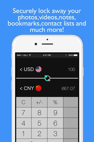 Currency Convertor & Secret Calculator Hide Pictures -  Extra Safe Password Lock Album Safe & Private photos videos screenshot 2