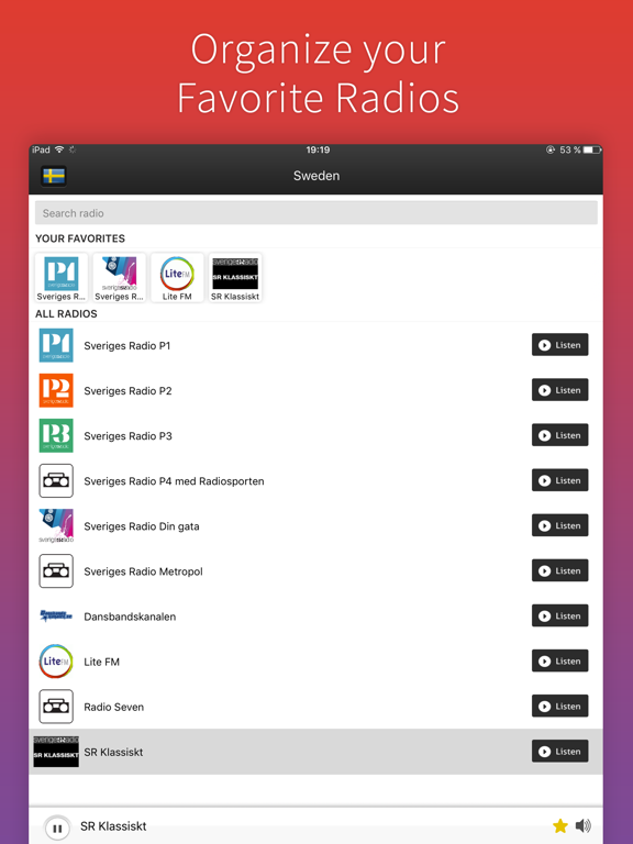 Screenshot #5 pour Radio Suède - Sveriges Radio - Radios SW FREE