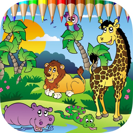 Coloring Book The World of Animal Free Games HD: Learn to color a dinosaur, wolf, fish and more icon