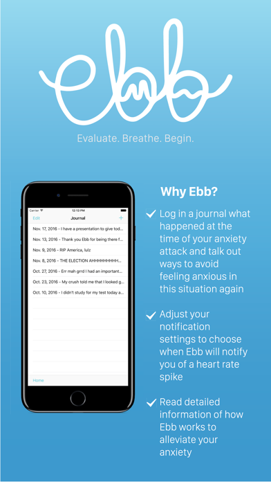 Screenshot #1 pour Ebb - Evaluate. Breathe. Begin.