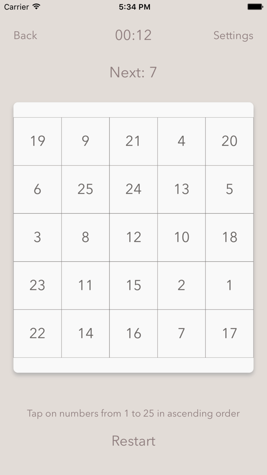 #3. Schulte Table - improve fast reading and attention (iOS) By: Artem Tselikov