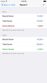 Triple Play Canasta Scorecard screenshot