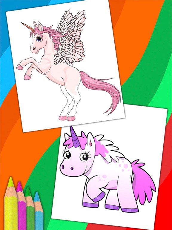 Unicorn & Fantastic Animals Pegasus coloring pages iPad screenshot