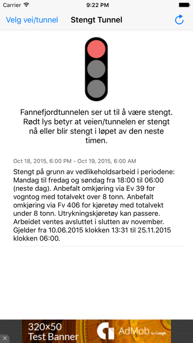 Stengt Tunnel - er veien åpen? Screenshot