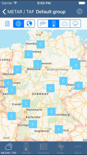 Screenshot von Flugwetter auf dem iPhone 3