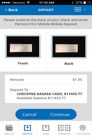 Parsons FCU Mobile App screenshot 3