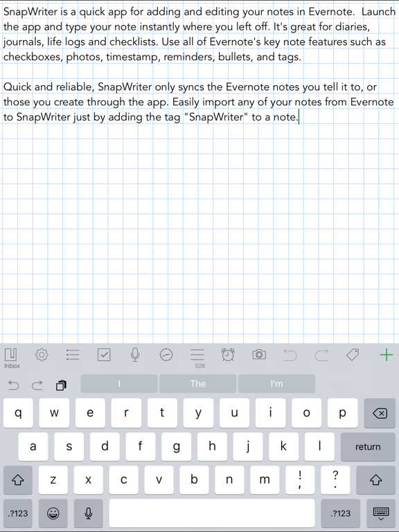 Screenshot #1 for SnapWriter - take quick notes with Evernote