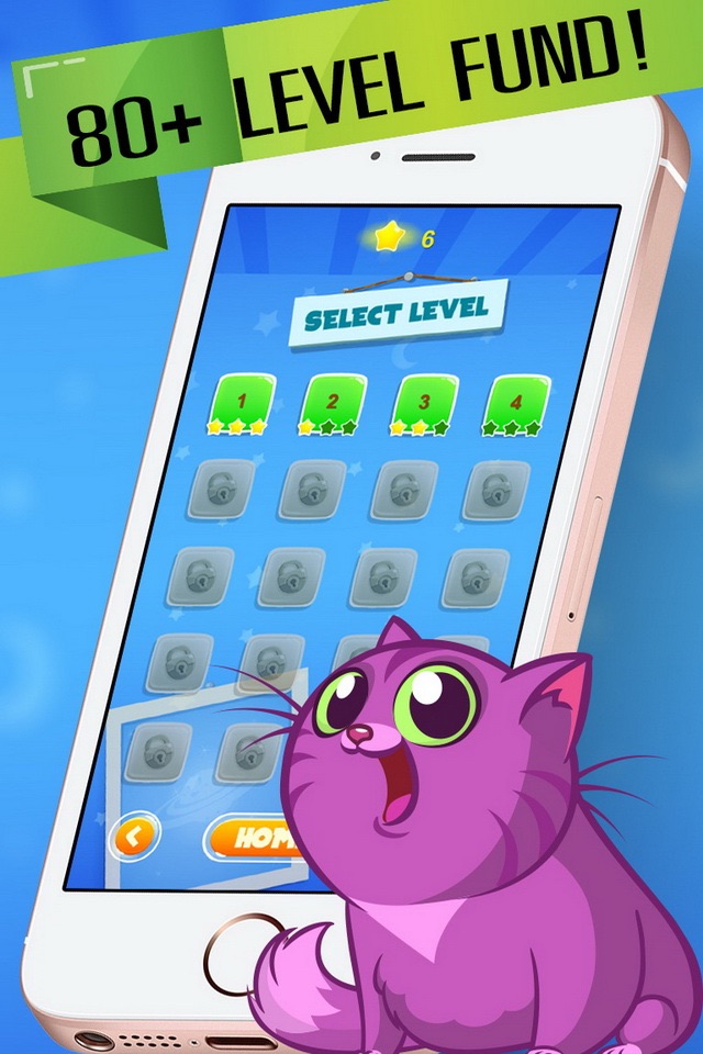 Kitty Care - Help cute Cat by cut Pizza on the rope and feed them screenshot 2