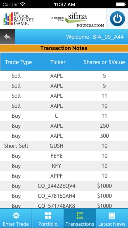 Stock Market Game