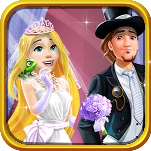 Long haired princess wedding party icon