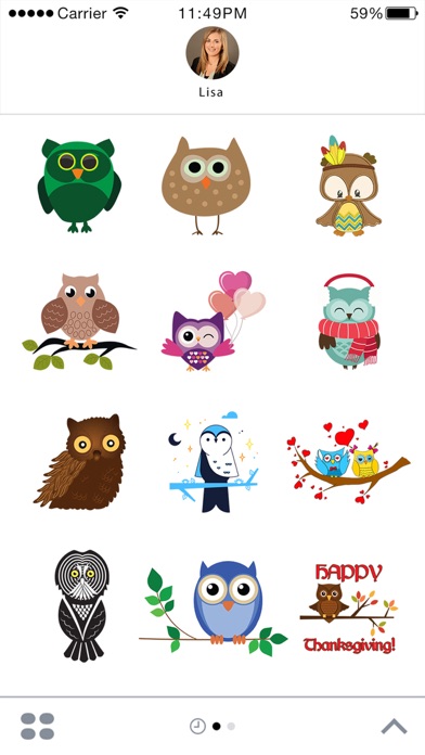 Screenshot #1 pour Cute Owl Stickers - Thanksgiving Owls for iMessage