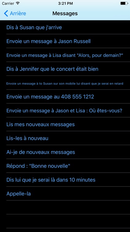 Commandes pour Siri