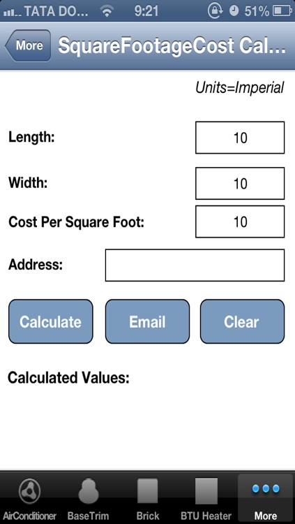 Square Footage Cost Calculator