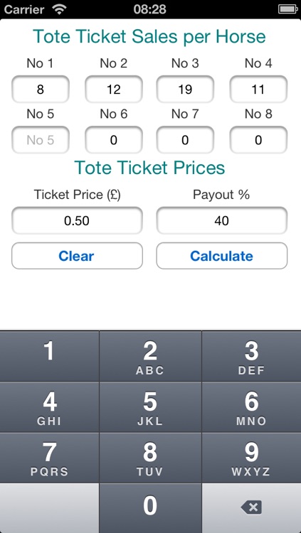 Race Night Tote Calculator