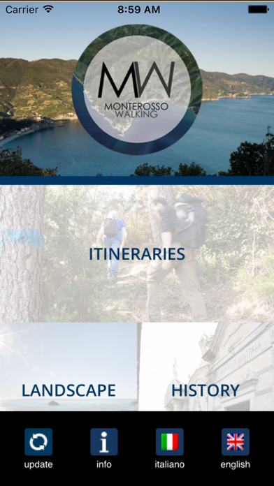 Monterosso Walking app screenshot