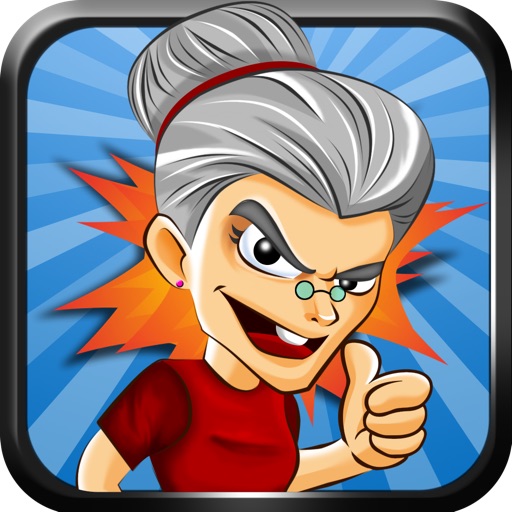 Crazy Grandma Rollerskate Run Icon