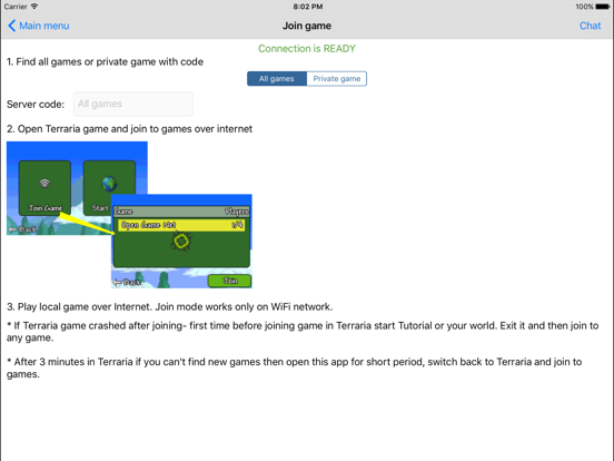 Multiplayer Terraria edition для iPad