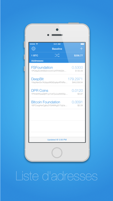 Screenshot #1 pour Baseline - Bitcoin solde du compte et aperçu de la transaction