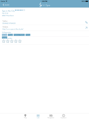 WiSpa iPad screenshot
