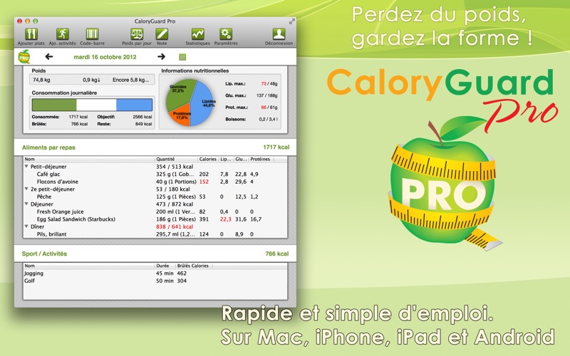 Screenshot #1 pour CaloryGuard Pro