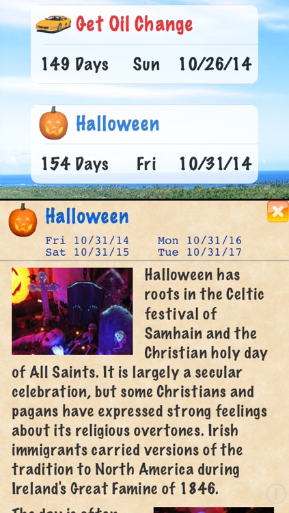 Holiday Countdown - w/Recurring Calendar Events