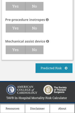 TAVR Risk Calculator screenshot 3