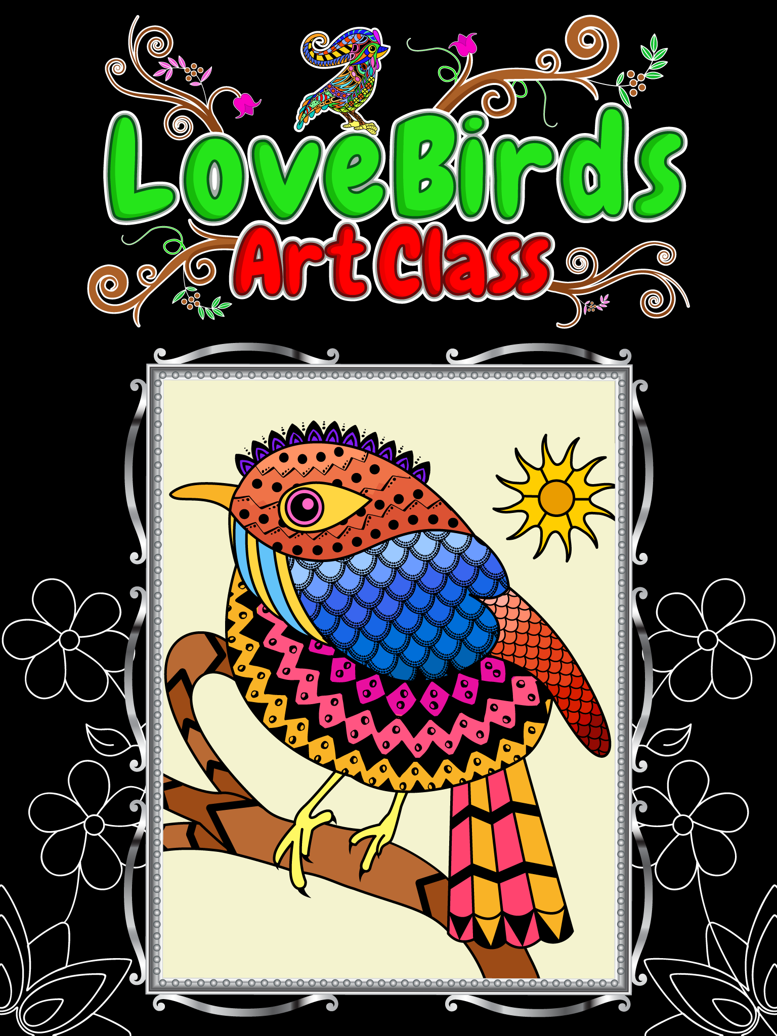 Love Birds Art Class: Stress Relieving Coloring Books for Adults