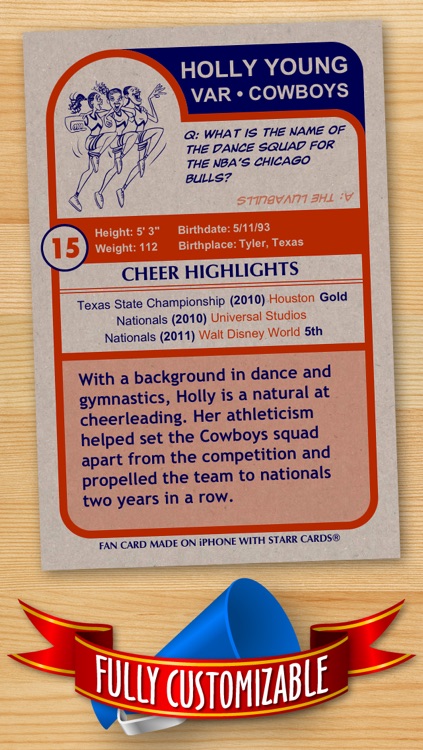 Cheerleader Card Maker - Make Your Own Custom Cheerleader Cards with Starr Cards