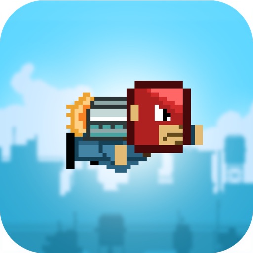 Action of Jet-pack Man - Fun Easy Physics Tap Jump 8-Bit Pixel Adventure For Kids iOS App