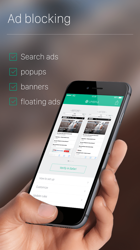 #1. Umbra - Ad Blocker for Safari Browser, Best Free Content & Ads Block Extension (iOS) By: MoboTap Inc.