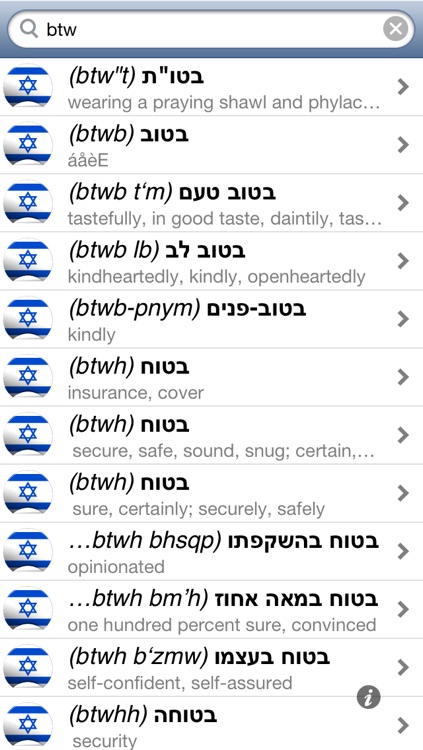 Offline Hebrew English Dictionary Translator for Tourists, Language Learners and Students