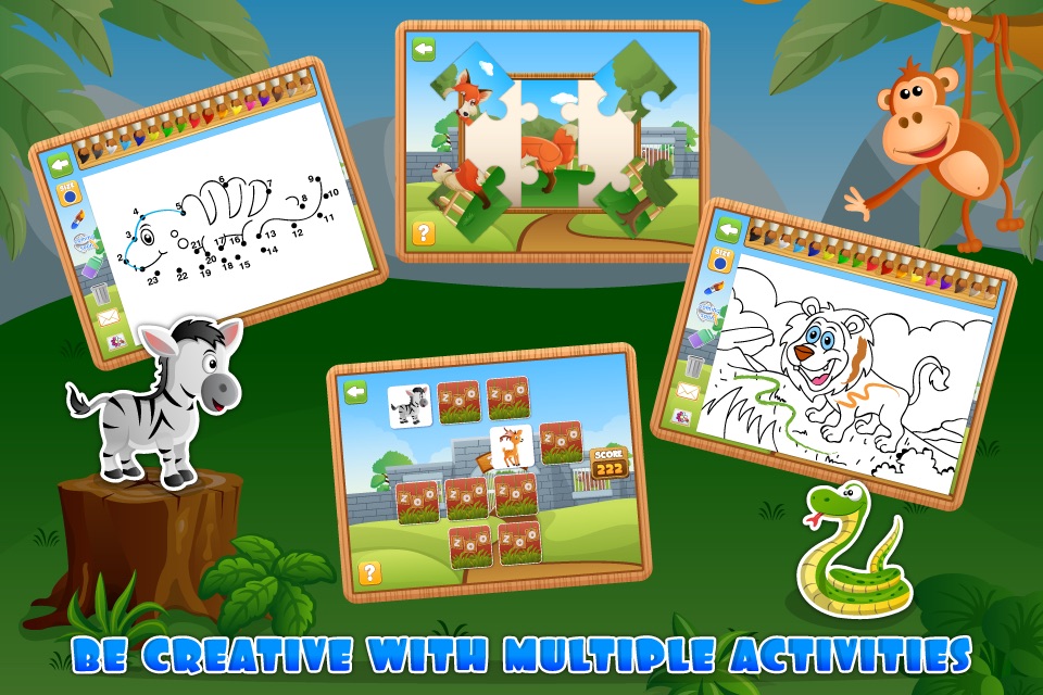 4 in 1 Fun Zoo Games Free - Learning & Educational Activities App for Kids & Toddlers screenshot 2