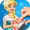 Princess Sticker Salon Game - frozen make-up wedding & dress up girl makeover!