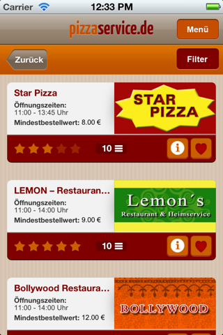 Pizzaservice screenshot 2