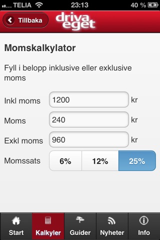 Kalkyl Driva Eget screenshot 2